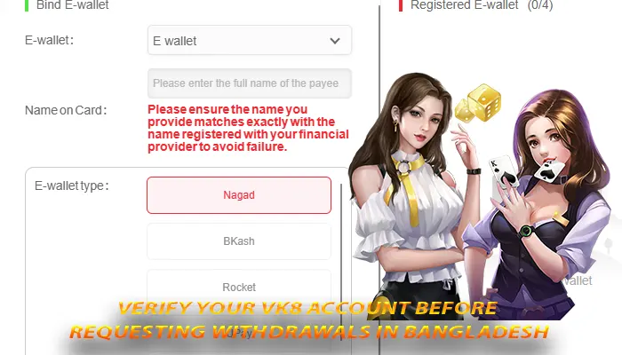Verify your VK8 account before requesting withdrawals in Bangladesh
